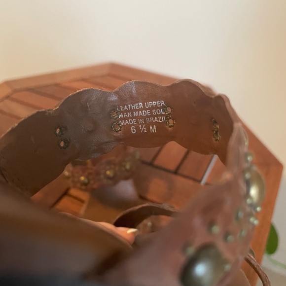 Brown Leather Wedge Sandals Size 6 1/2 - Picture 3 of 6